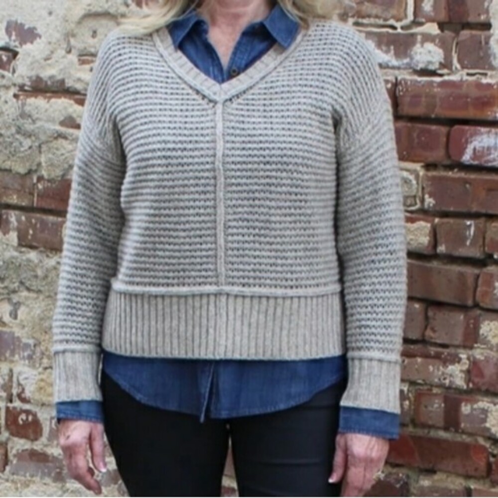 Eileen Fisher Brown Chunky Knit Pullover Sweater 50% Yak 50% Wool LG